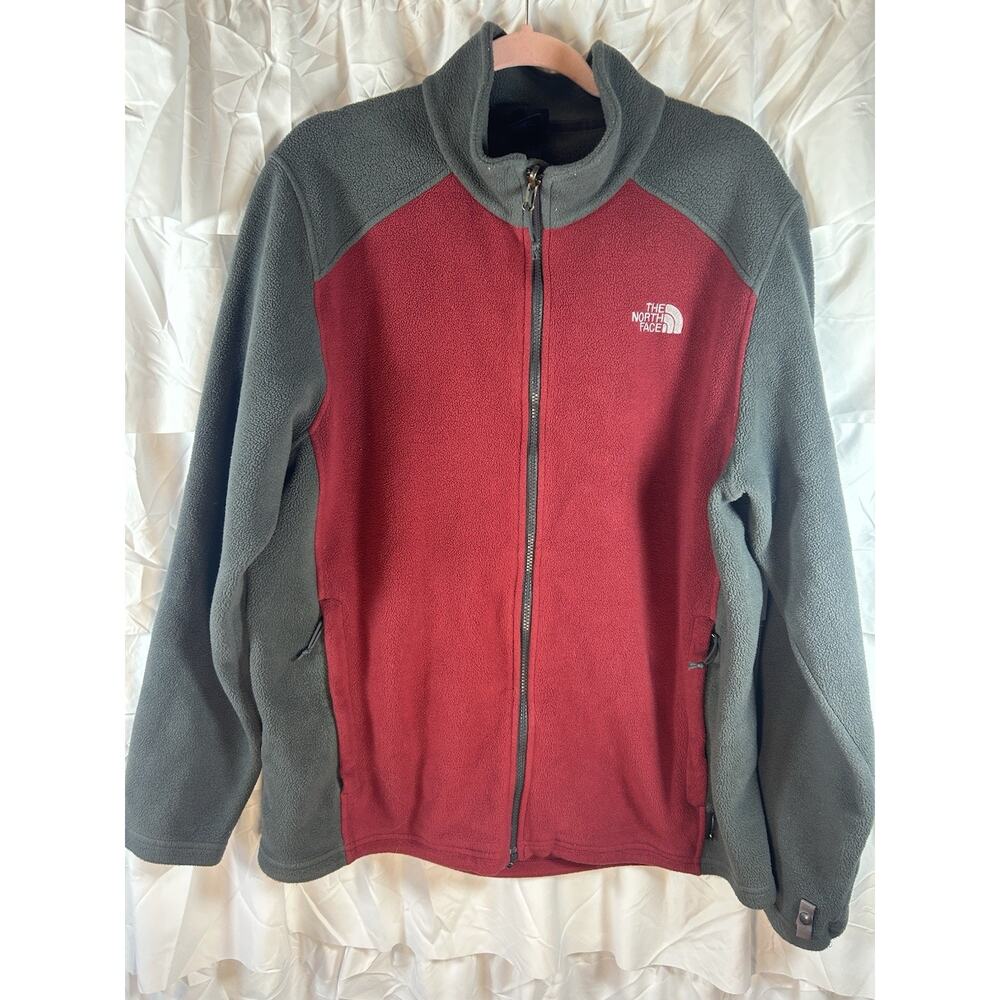 The North Face Mens XLarge Khumbu Fleece Warm Full Zip Jacket maroon/gray